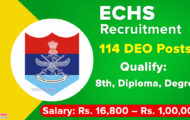 ECHS Recruitment 2023 – Opening for 114 DEO Posts | Apply Offline