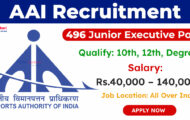 AAI Recruitment 2023 – Opening for 496 Junior Executive Posts | Apply Online