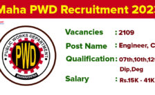 Maha PWD Recruitment 2023 – Opening for 2109 Engineer, Clerk Posts | Apply Online